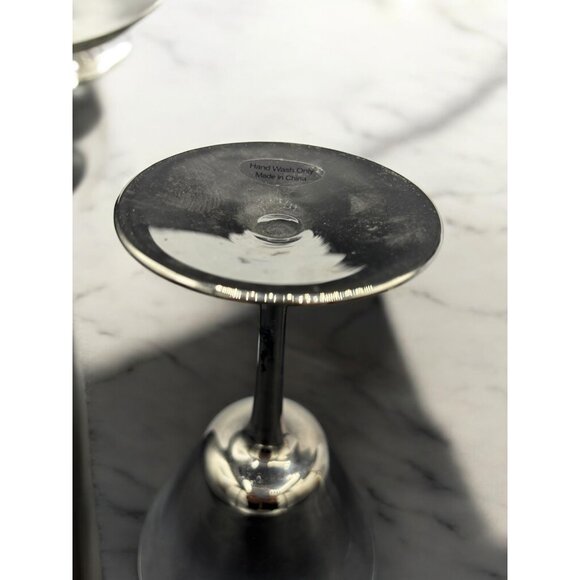 Set of 2 Faded Silver Martini Glasses Glassware 7" - Picture 5 of 7